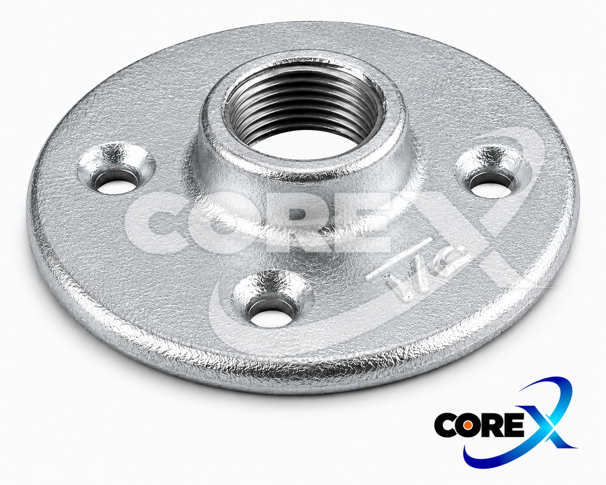 COREX Rigid Malleable Floor Flange – Threaded Conduit Mounting Flange, 1/2"–2"