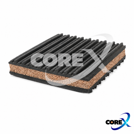 COREX Rubber-Cork-Rubber Vibration Isolation Pad – 2" x 2" or 4" x 4"