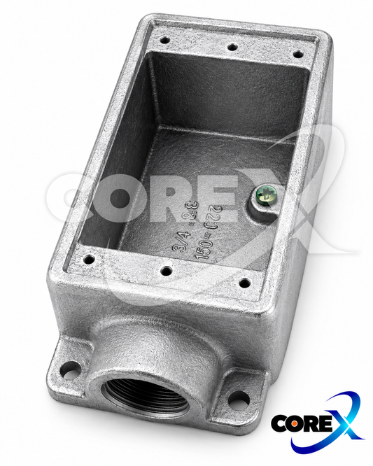COREX 1-Gang Dead End FD Box – Malleable, 1/2"–1"