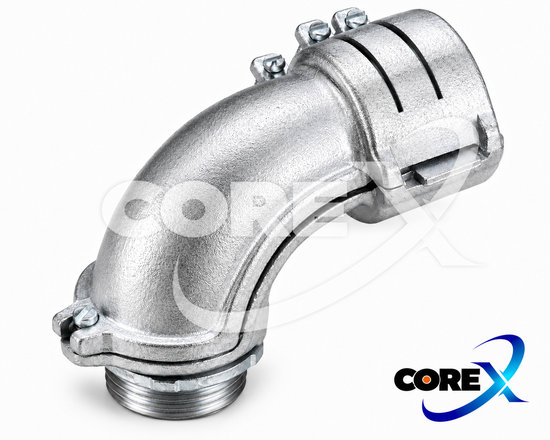 COREX 90° Flex Connector – Malleable, Insulated, 1/2"–4"