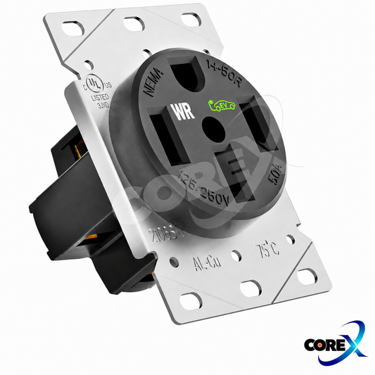 50 Amp NEMA 14-50R Heavy-Duty EV Charging Receptacle